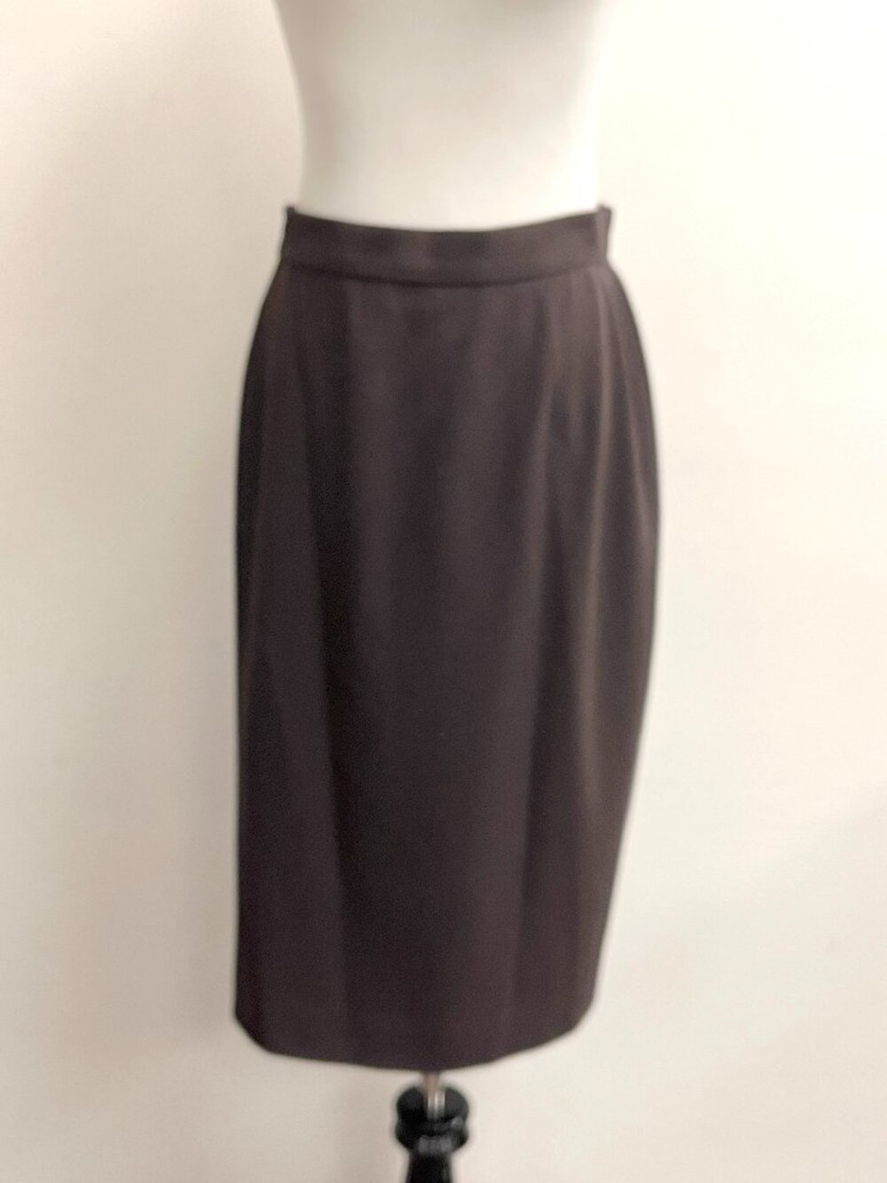 Vintage brown wool pencil straight skirt 10 designer 80s made in USA Designer